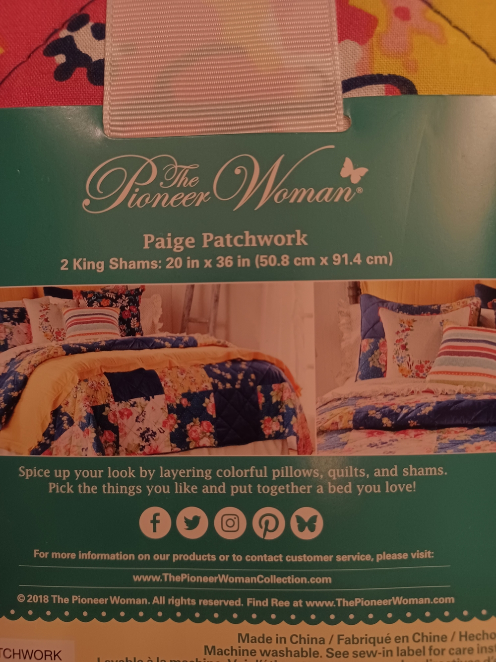 The Pioneer Woman Paige Patchwork Navy Floral Quilted King Shams (Pair) - Picture 4 of 8